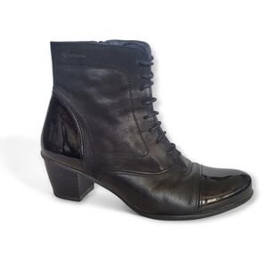 Dorking Brisda Black Leather Ankle Boots 7.5 Witchy Whimsigoth Victorian